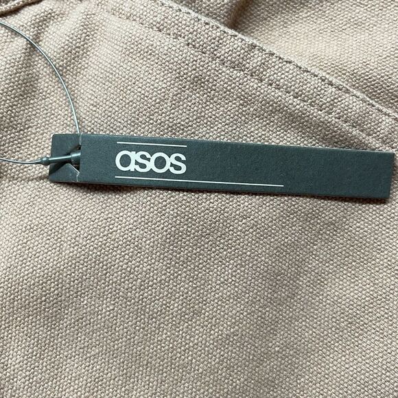 NWT ASOS 100% Cotton Carpenter Tan Beige Jeans Boho Vintage Look Size32 - Picture 3 of 10